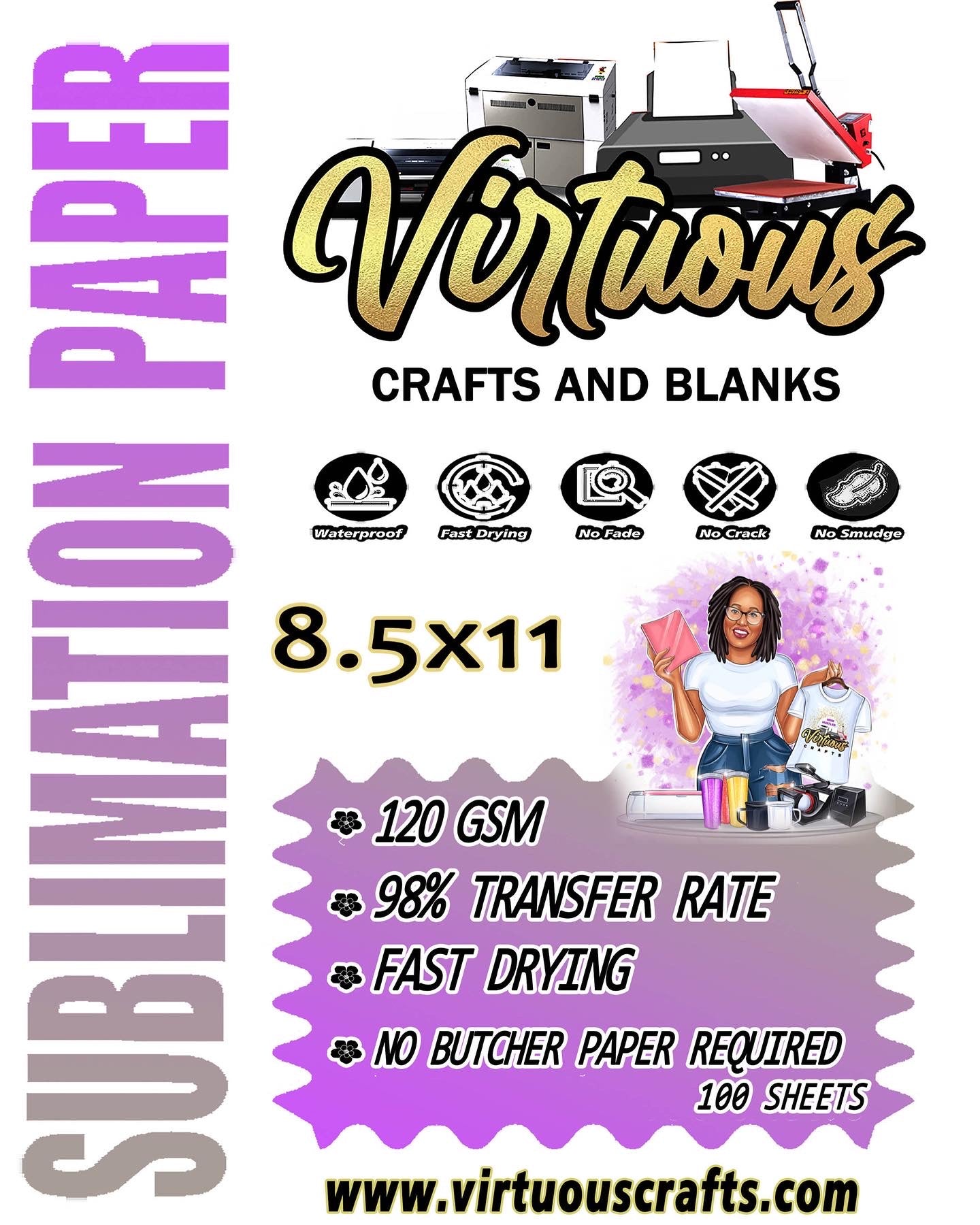 Virtuous Crafts Sublimation Paper| 8.5 x 11