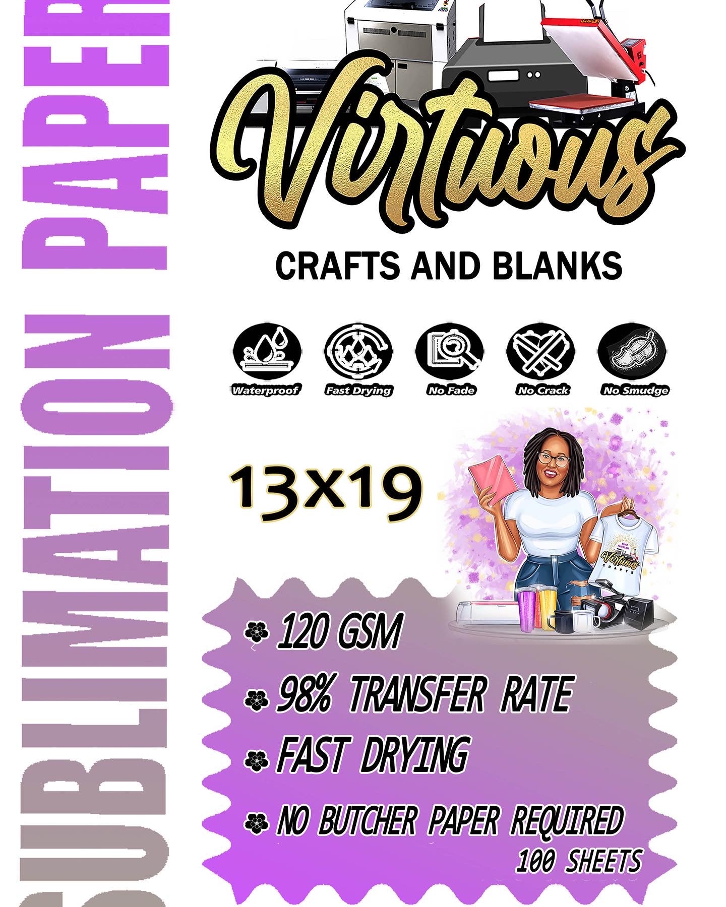 Virtuous Crafts Sublimation Paper| 13 x 19