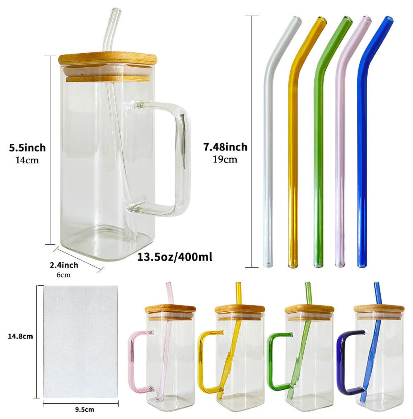 13.5 oz Glass Mug with Handle