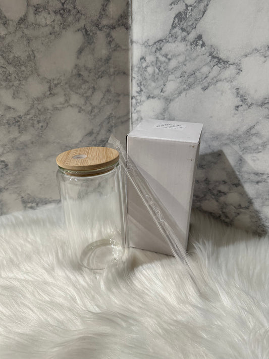 16 oz Snow Globe Double Wall Glass Tumbler